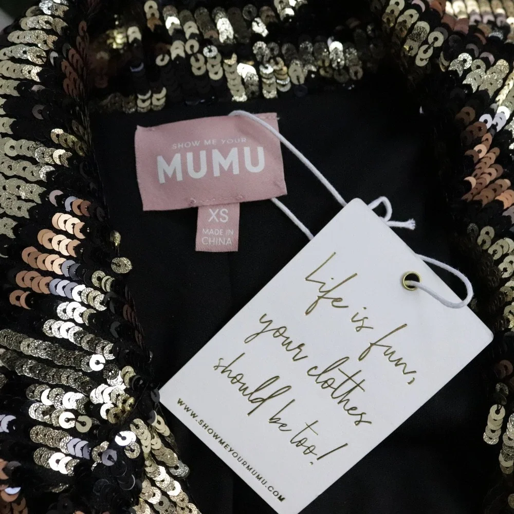 NWT Show Me Your‎ Mumu Bazel Blazer Dress Party Cheetah Sequins XS - Picture 8 of 10